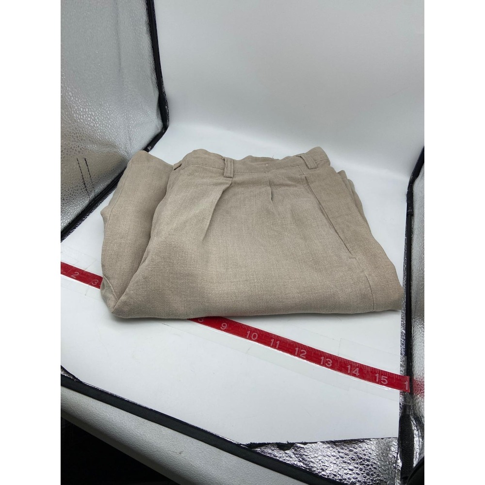 Fieldmaster Shorts Beige 100% Y2K Linen Double Pleated Front Mens 36 0626B